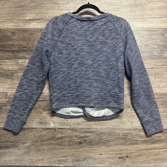 J. Crew Blue Sweatshirt Crew Neck Tie Front Shirt - Picture 2 of 3